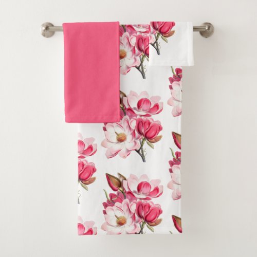 Pink Magnolias Bath Towel Set