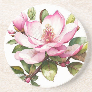 Pink magnolias coaster