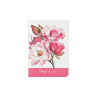 Pink Magnolias Personalized Passport Holder