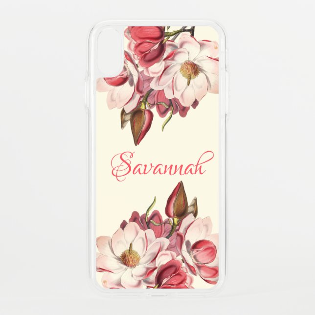 Pink magnolias | spring blossom floral name uncommon iPhone case (Back)