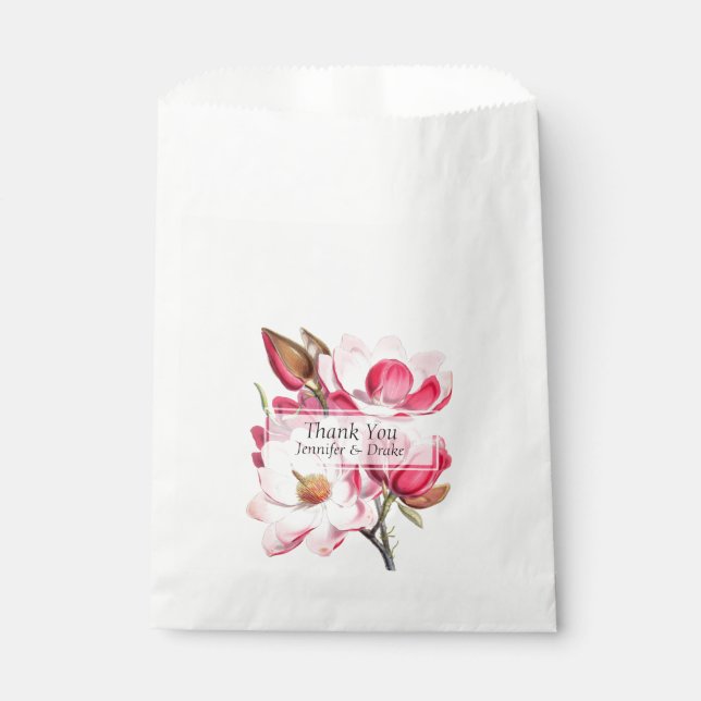 Pink Magnolias Wedding Favor Bag (Front)
