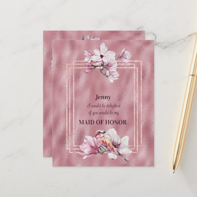 Pink Magnolias Will You Be My Maid of Honor (Front/Back In Situ)