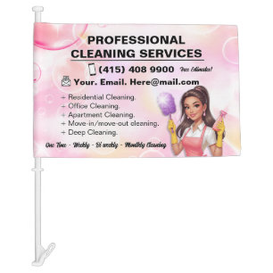 Pink Maid Cleaning Service Car Flag