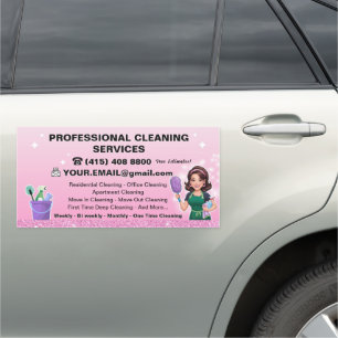 Pink Maid Cleaning Service Housekeeper Lady Magnet