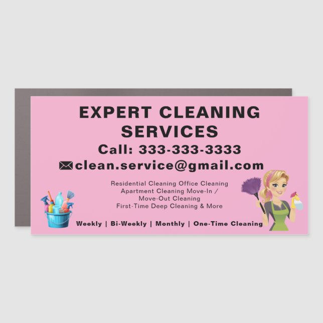 Pink Maid Cleaning Service Logo door sign (Front)
