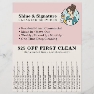 Pink Maid Cleaning Services Tear Off Strips Flyer