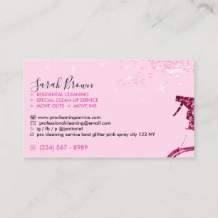 Pink Maid Cleaning Spray Sparkle Janitorial Business Card