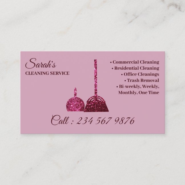 Pink Maid House Cleaning Service Business Card