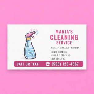Pink Maid House Cleaning Service Business Card