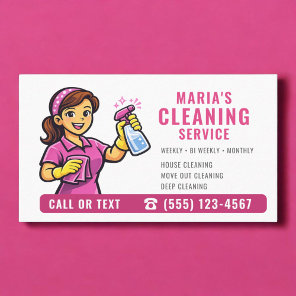 Pink Maid House Cleaning Service Business Card