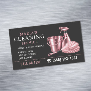 Pink Maid House Cleaning Service Business Card Magnet