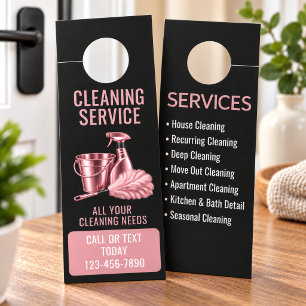 Pink Maid House Cleaning Service Door Hanger