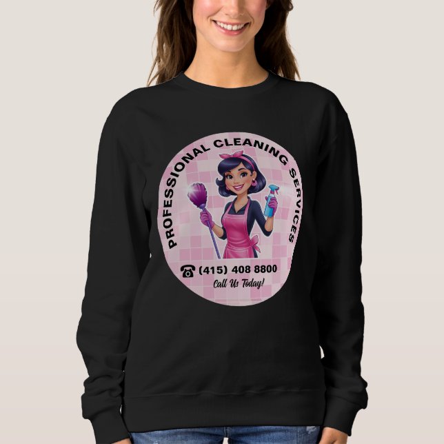 Pink Maid Janitorial Cleaning Service Uniform Sweatshirt (Front)