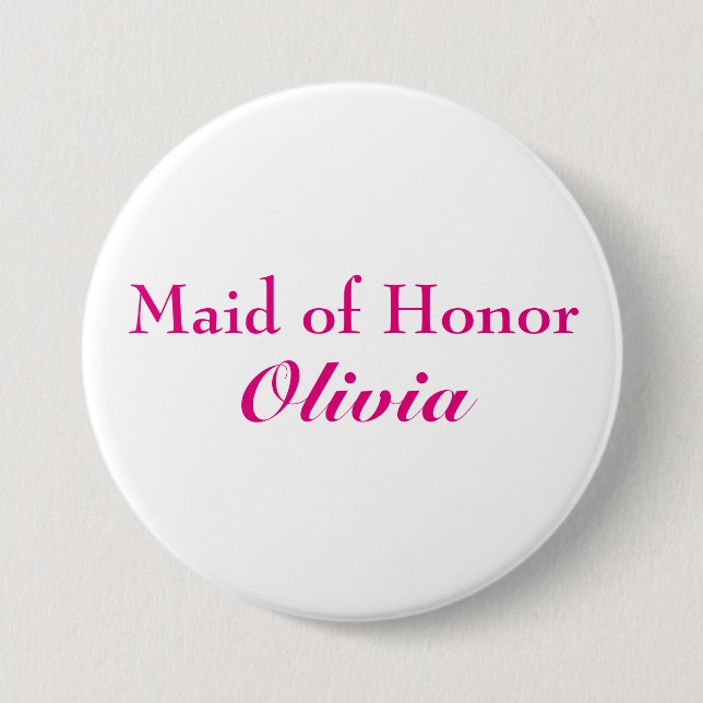 Pink Maid of Honor Button (Front)