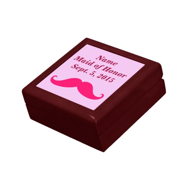 Pink Maid of Honor Mustache Gift Box (Side)