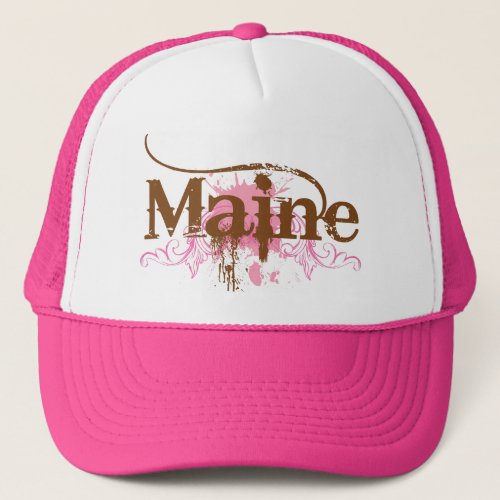Pink Maine Grunge Trucker Hat