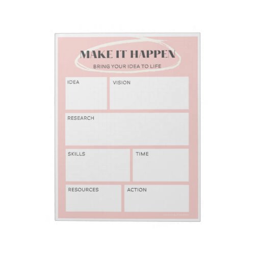 Pink Make it Happen Idea Map  Project Planner Notepad