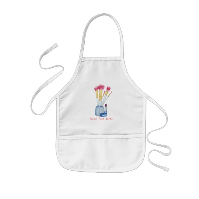 Pink make up brushes in holder still life art kids' apron (Front)