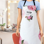 Pink Makeup Artist Apron<br><div class="desc">Bursting with vibrant hues and whimsical blooms,  this print is a visual feast perfect for makeup artists,  beauty bloggers,  influencers and anyone seeking a touch of colorful floral elegance with a touch of glam.  Featuring bright pink peonies,  makeup palette,  makeup brushes and lipstick.  Watercolor Pink Floral Makeup Artist Apron</div>