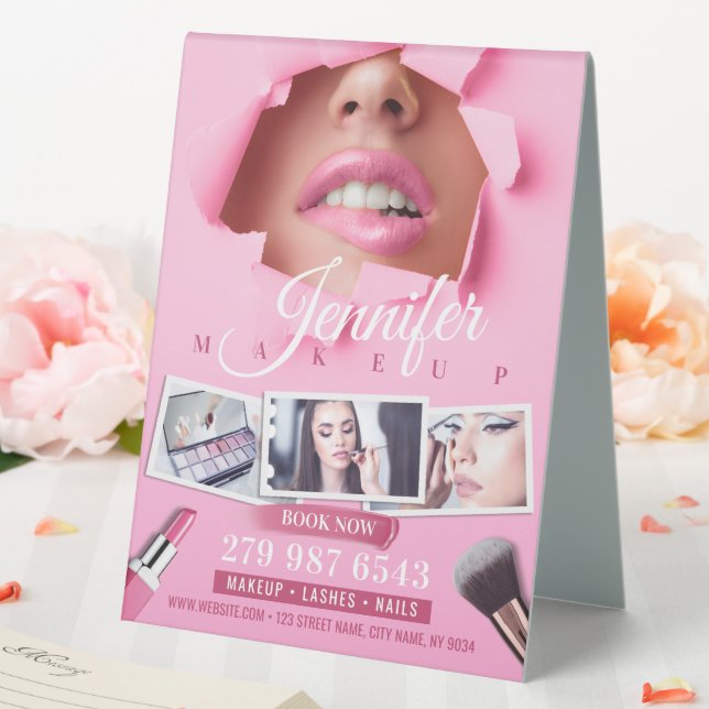 Pink Makeup Artist, Beauty Salon Table Tent (In SItu (Wedding))