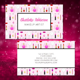 Pink Makeup Artist Business Card