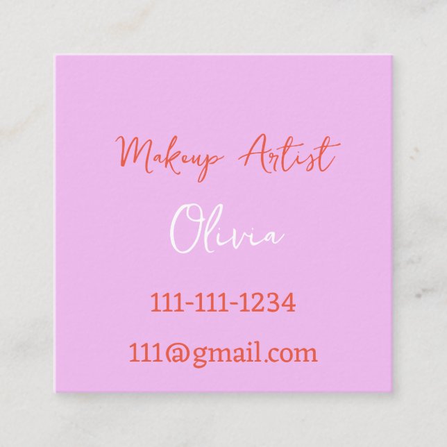 Pink makeup artist business card (Front)