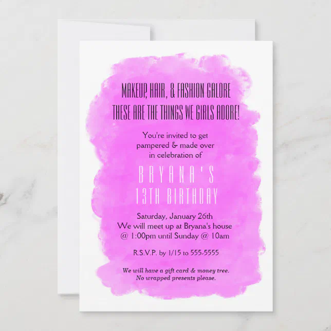 Pink Makeup Beauty Birthday Party Invitation | Zazzle