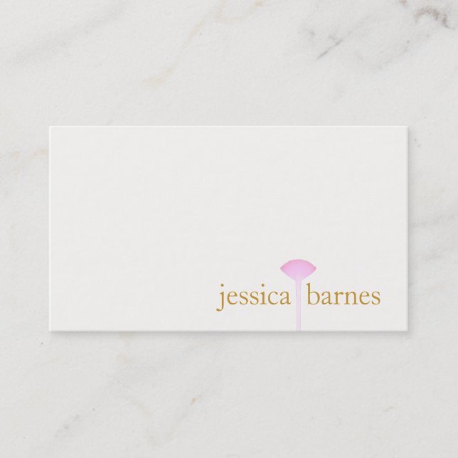 Pink Makeup Brush, Simple Makeup Artist Business Card (Front)