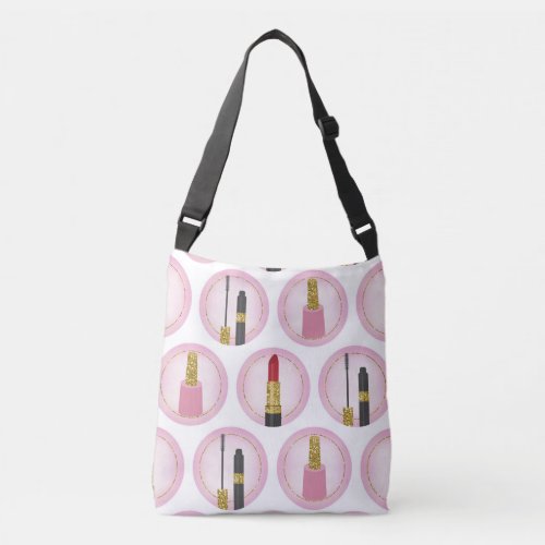 Pink Makeup Cosmetics Pattern Cosmetology Crossbody Bag