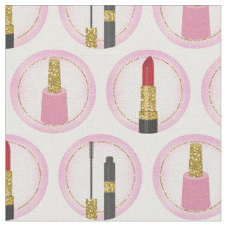 Pink Makeup Cosmetics Pattern Cosmetology Fabric