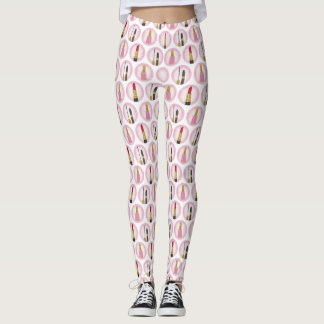 Pink Makeup Cosmetics Pattern Cosmetology Leggings