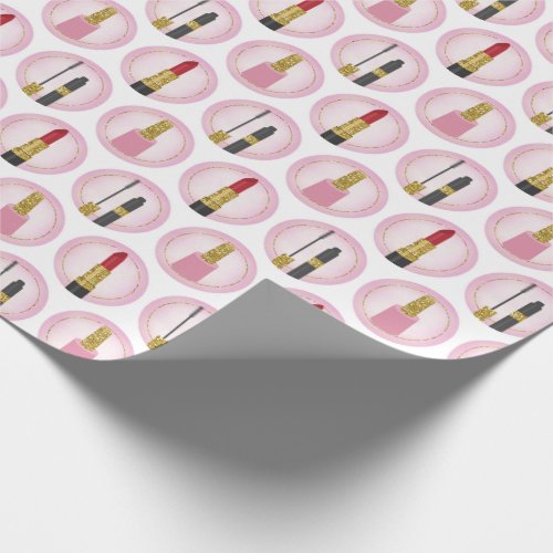Pink Makeup Cosmetics Pattern Cosmetology Wrapping Paper