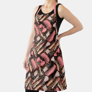 Pink Makeup Cosmetics Pattern Glitter Apron