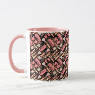 Pink Makeup Cosmetics Pattern Glitter Mug