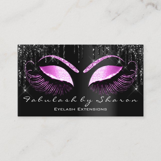 Pink Makeup Eyelash Black Drips Professional Business Card (Front)
