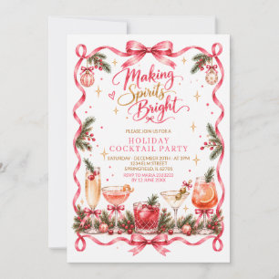 Pink Making Spirits Bright Holiday Cocktail Party Invitation