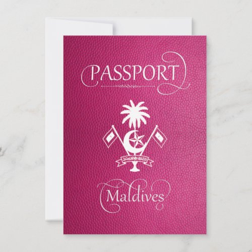 Pink Maldives Passport Save the Date Card