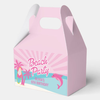 Pink Malibu Beach Birthday Favor Boxes