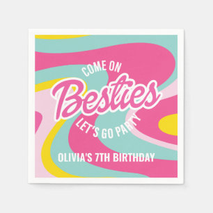 Pink Malibu Beach Palm Pool Party Birthday Napkins