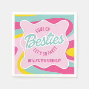 Pink Malibu Beach Palm Pool Party Birthday Napkins