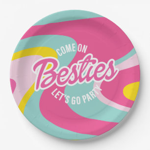 Pink Malibu Beach Palm Pool Party Birthday Paper Plates