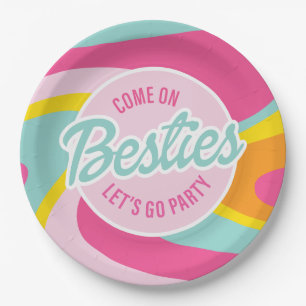 Pink Malibu Beach Palm Pool Party Birthday Paper Plates