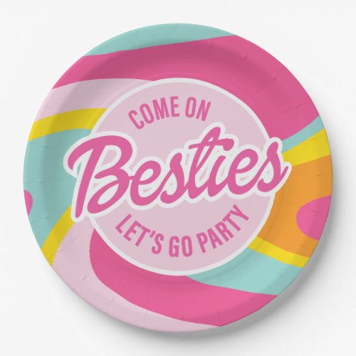 Pink Malibu Beach Palm Pool Party Birthday Paper Plates