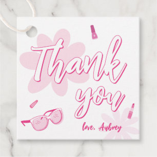 Pink Malibu Come on Besties Birthday Thank You Favor Tags