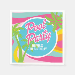 Pink Malibu Pool Party Birthday Napkins