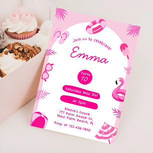 Pink Malibu Summer Birthday Invitation