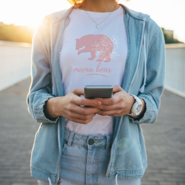 Pink Mama Bear Boho Floral women's family  T-Shirt (Creator Uploaded)