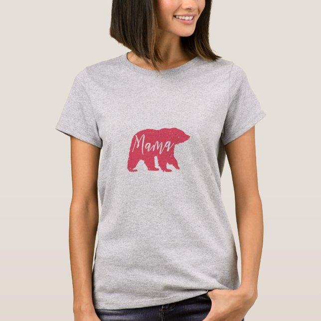 Pink Mama Bear Gift For Mothers Day T-Shirt (Front)