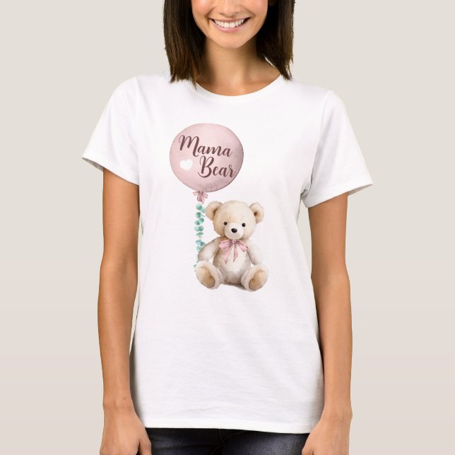 Pink Mama Bear Teddy Baby Shower Tee (Front)