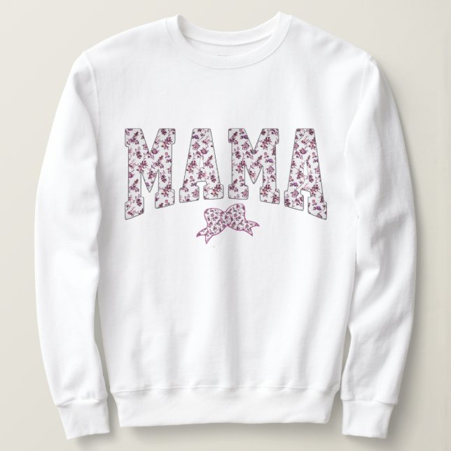 Pink Mama Kawaii Sweatshirt, Boho Floral Pink Mom Sweatshirt (Design Front)